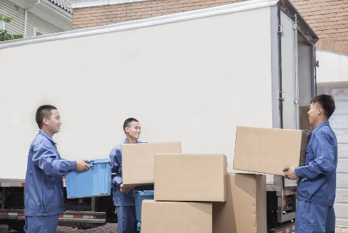 Office furniture and equipment prepared for a local commercial move