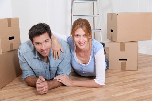 Packing materials and labelled boxes ready for a Harold Hill home move