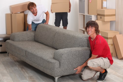 Organised house move with labeled boxes and packing supplies